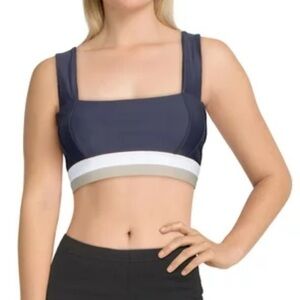 NEW FP Movement Stripe Bra Deep Plum Tan M